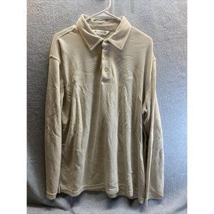 QUICKSILVER EDITION Men L Tan Long Sleeve 1/4 Button Up CORDED Rugby SHIRT